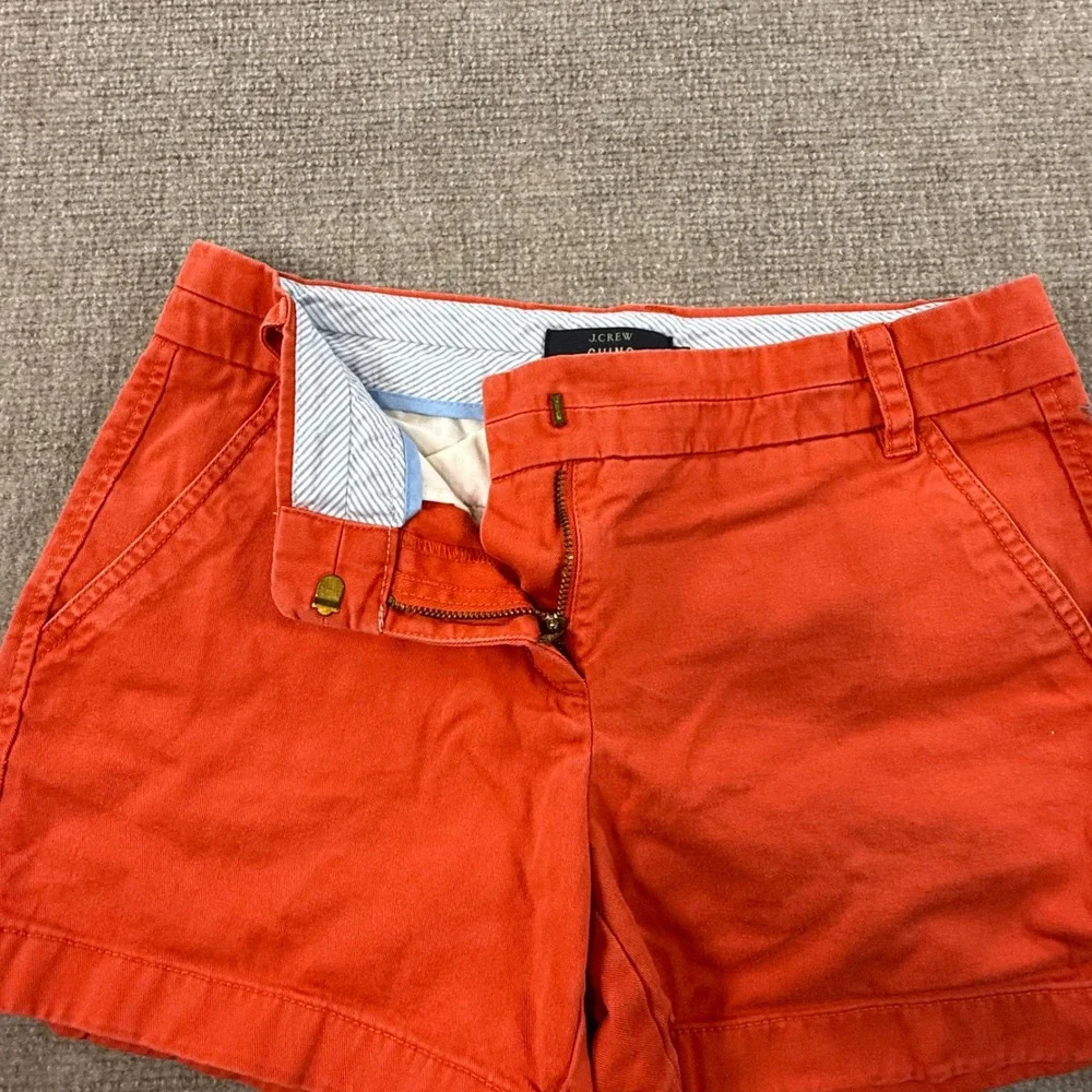 J.Crew Chino Shorts Women's 2 Orange Cotton 3 Inch Inseam Summer Preppy